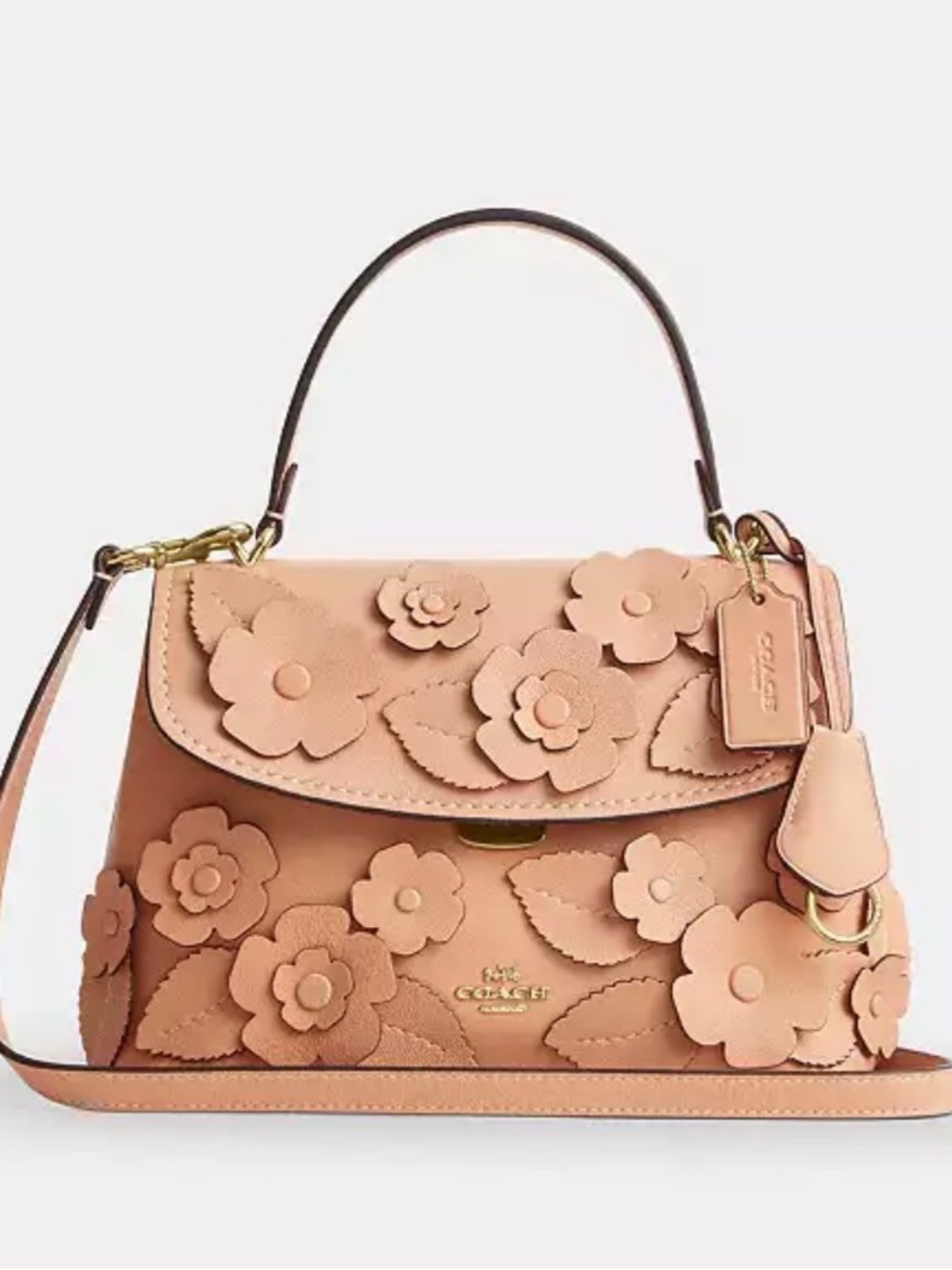 NWT Coach Emory Top Handle Bag With Floral Appliqué Light Pink-CDY44
